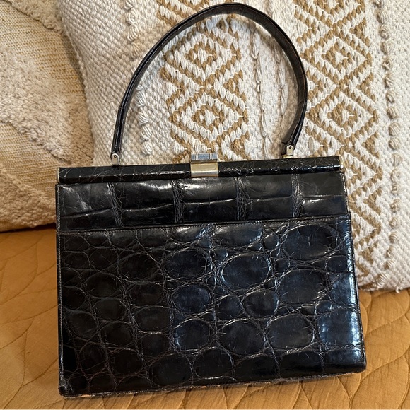 Antique French Crocodile Clutch - Picture 1 of 4